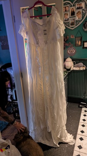 Gothic boho weisses brautkleid - weisses,