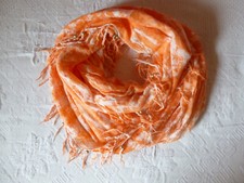 Loop Schal Rundschal Schlauchschal Orangetöne mit Fransen und Perlen