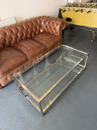 Vintage chrom glas couchtisch - chrom,