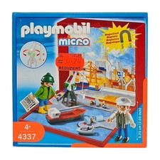 Playmobil 4337 Micro Welt Seehafen Schiff Kran Hubwagen 2007 Neu