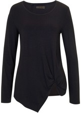 Shirt mit Zipfel Gr. 40/42 Schwarz Damenshirt Hemd Top Bluse Tunika Oberteil Neu