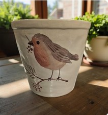 Clayre & Eef Vogel 21x19cm Keramik Blumentopf Übertopf Landhausstil
