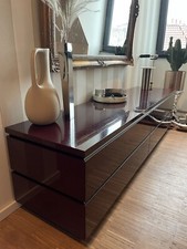 NP 5.999€ INTERLÜBKE Cube Gap Sideboard Aubergine Hochglanz M55 200cm Regal
