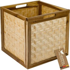 HMF Aufbewahrungskorb passend für Kallax Regale Korb aus Rattan Akazienholz 
