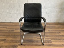 Interstuhl Besucherstuhl Freischwinger Vintage Leder schwarz