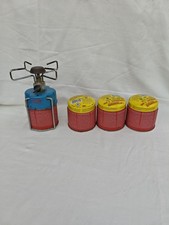 Vintage Camping Gaskocher mit 3 Gaskartuschen Supergas C 200
