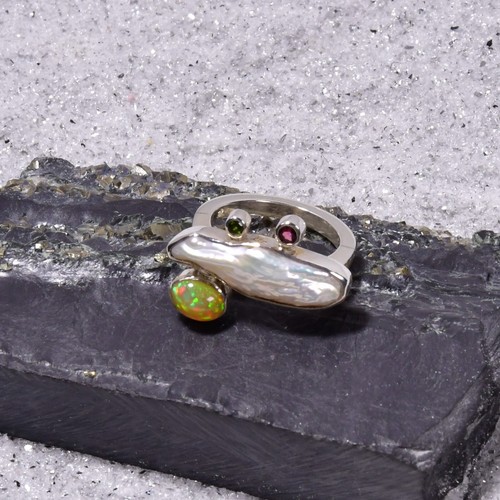 Biwa perlen ring 925er - perlen,