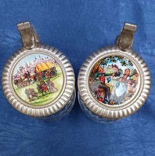 2 Schnapsgläser ,Original BMF, mini Bierkrug,  Zinndeckel  mit, Motiv ,sehr gut