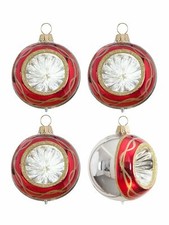 Nostalgie-Christbaumkugeln 4 Stück Reflexkugeln  "halbe Kugeln" Lauscha Handmade