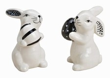 Hase Keramik schwarz-weiß 2er-Set (29342w) Osterdekoration Ostern 