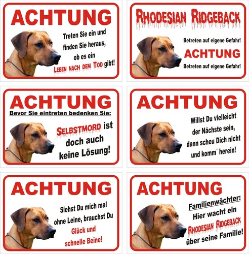 Türschild achtung rhodesian - türschild,