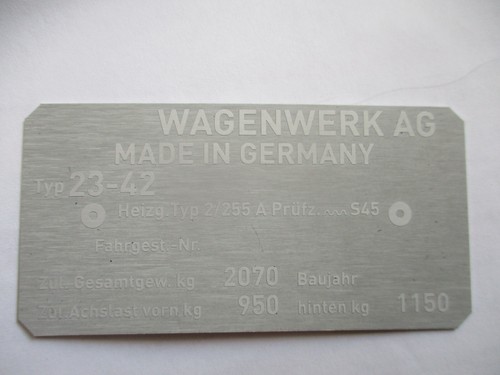 Typenschild schild für bus - typenschild, vw