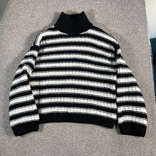 Strickpullover, schwarz-weiß, Streifen, H&M Sweater Größe M