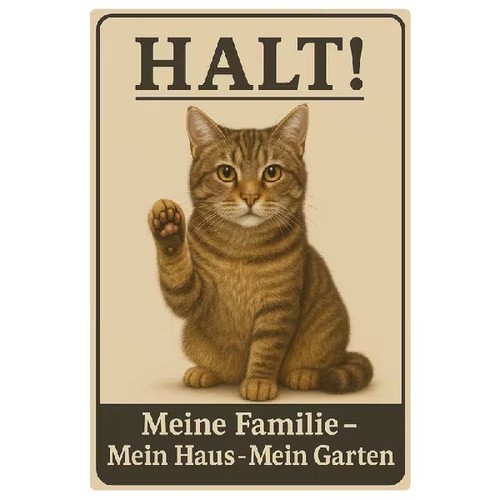 Blechschild katze mein haus - blechschild,