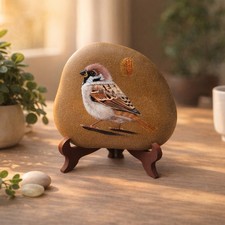 Handbemalter Spatz auf