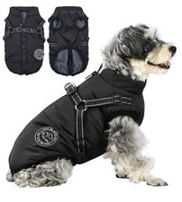 Savlot Hunde Jacke Winter Weste Mantel S 33 cm Geschirr Warm Hundemantel Schwarz