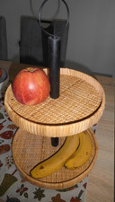 Etagere 2 stöckig geflochten Weide Braun/Schwarz