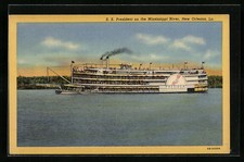 Ansichtskarte New Orleans, LA, Salondampfer SS President auf dem Mississippi 