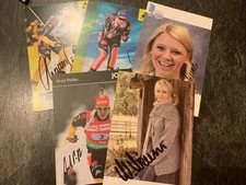 5 Autogrammkarten - Biathleten