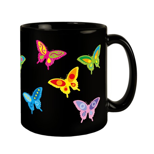 Schmetterling tasse schwarz - tasse, in