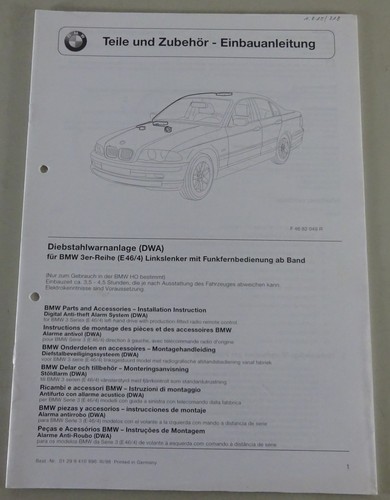 Einbauanleitung bmw 3er e46 - einbauanleitung,