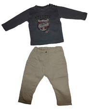 Jungen Outfit Grau & Beige Größe 86  H&M + Papagino