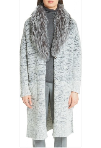Flauschige lange strickjacke - flauschige,