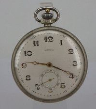 Offene Art Deco Herrentaschenuhr Lanco Stahl/Nickel um 1915/1920 (100981)