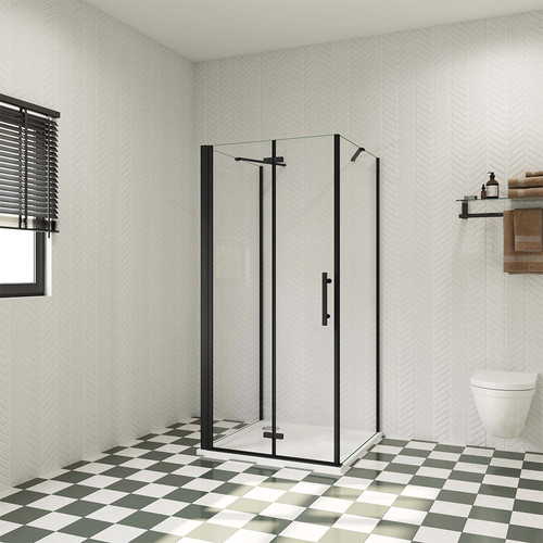 U-Duschkabine schwarz 195cm