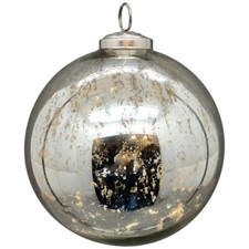 Glaskugel VITREOUS 20 cm Silber • große Dekokugel •Weihnachtskugel zum Aufhängen