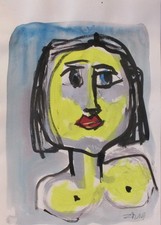 Frau Portrait gelb original