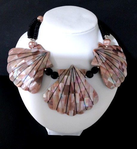 Halskette collier perlmutt - collier,