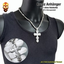 Kreuz Anhänger groß mit/ohne runder Königskette Halskette Edelstahl Biker Herren