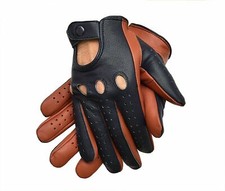 Zweifarbige Lammfellhandschuhe