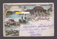 B 951/AK-Litho Neubukow/Mecklenburg b. Kröpelin/Wismar "Gruss aus, mit Bahnhof"