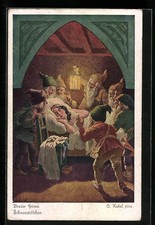 Künstler-AK Otto Kubel: Nr. 3859, sieben Zwerge wachen an Schneewittchens Bett 