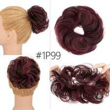 Haargummi Scrunchie Dutt Haarteil Dick Remy Echthaar Lockig Bun Haarverlängerung