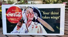 Blechschild, 'Coca-Cola, "Your thirst takes wings", 29,5 x 20 cm - Vintage