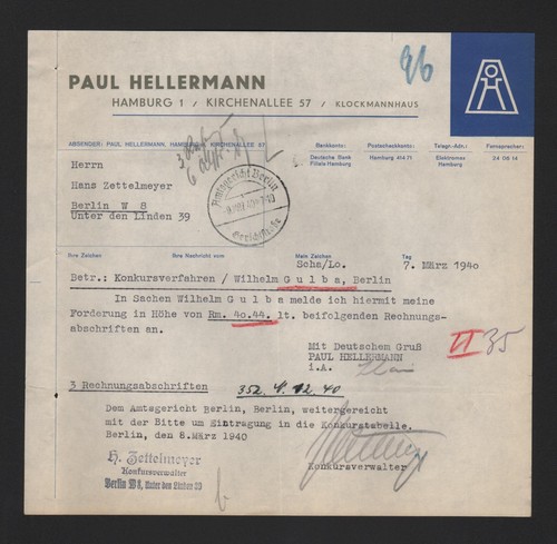 Hamburg brief 1940 paul - hamburg,, 1940,