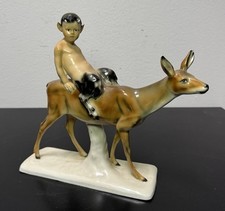 Porzellan, Figur, Goebel, Wilhelmsfeld, Faun auf Reh, Entwurf: Gustafsson, rar