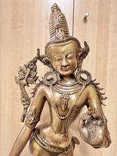 Wunderschöner Buddha stehende Grüne Tara. Bronze/Messing 85cm