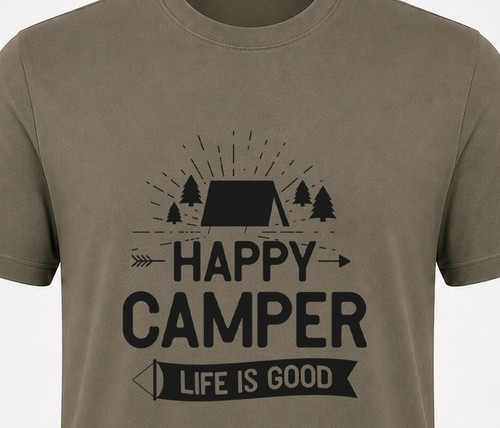 Shirt happy camper life - happy, -life