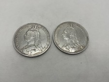 Lot 2 Münzen Großbritannien 1 Crown Königin Victoria 1889/1890, ss,