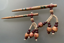 Holz Haarstab mit Perlen Haarschmuck Stäbchen 2 Stück 