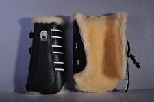 Gera Gamaschen Kunstleder mit Lammfell, schwarz, V-3