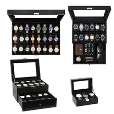 Uhrenbox Uhrenkonvolut Schwarz Uhrenkasten Uhrenkoffer PU Leder Für 3-24 Uhren