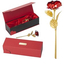 Rot Goldene Gold echte Ewige Rose mit GRAVUR Valentinstag Weihnachten Geschenk 