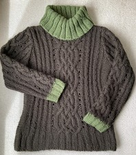 ?  LYSGAARD Rollkragen Pullover Winterpullover Gr. 42 * braun/grün * Wolle warm