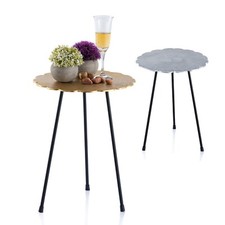 Beistelltisch Metall Dekotisch Hilton ø 35 x H 45 cm rund Aluminium mit Struktur