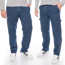 Herren Cargo-Hose Jeans-Hose Freizeit-Hose mit Dehnbund aus Baumwolle M-3XL